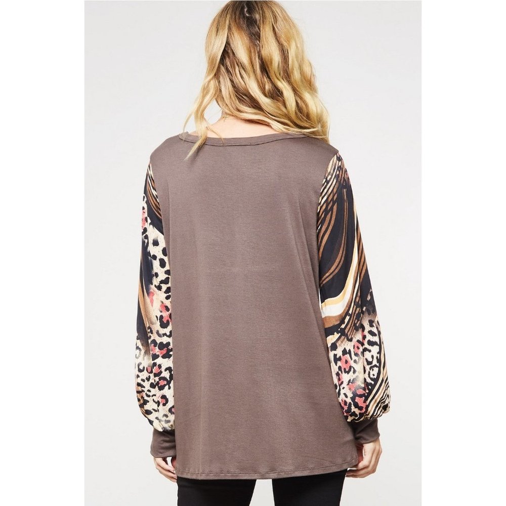Promesa Striped & Leopard Keyhole Top - Picture 3 of 5